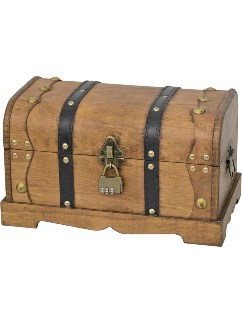 Vintage Wooden Treasure Chest Decorative Box with Lock - 12” Rustic Storage